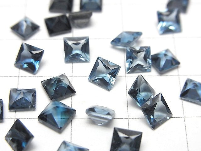 Hochwertiger London Blue Topas AAA Lose Steine Prinzessschliff 5x5mm 3 Stück
