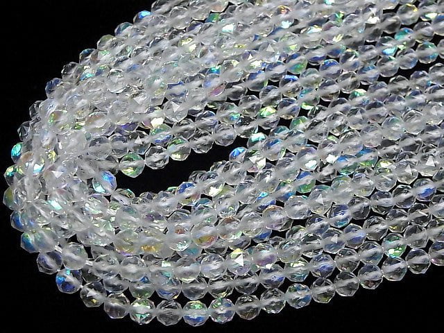 Hochwertig! Luna Flash Stern-facettierte Runde 6mm 1Strang Perlen (ca. 15 Zoll / 37 cm)