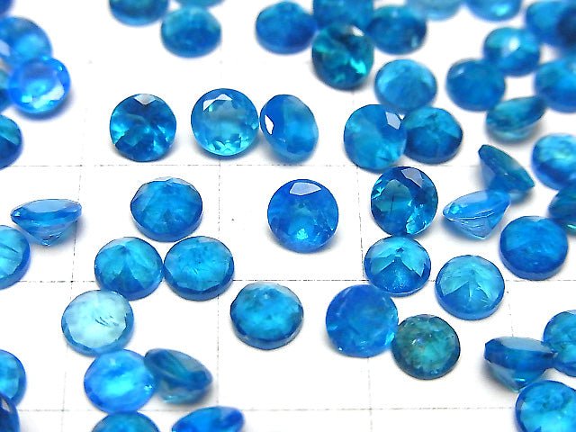 High Quality Neon Blue Apatite AAA Undrilled Round Faceted 5x5mm 2pcs