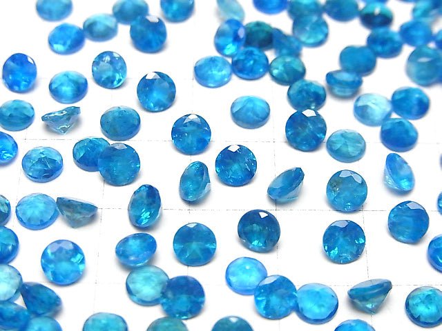 Hochwertiger Neonblauer Apatit AAA unbohrt rund facettiert 5x5mm 2 Stück