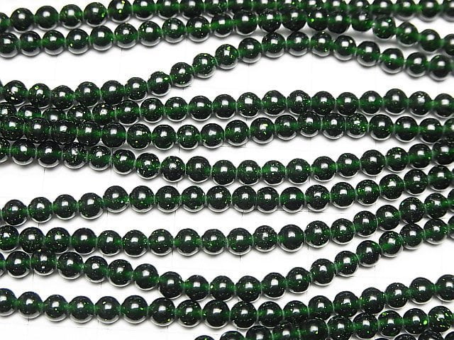 Grüner Goldstein Runde 4 mm 1 Strang Perlen (ca. 14 Zoll / 35 cm)