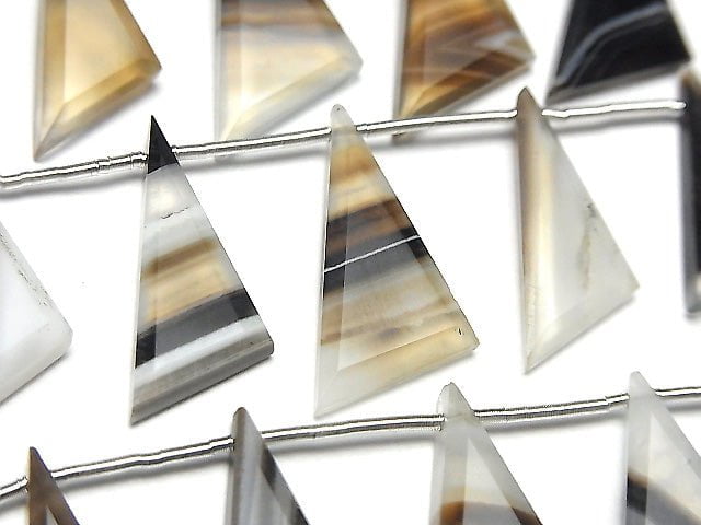 Black Stripe Agate Flat Triangle 1strand beads (10pcs )