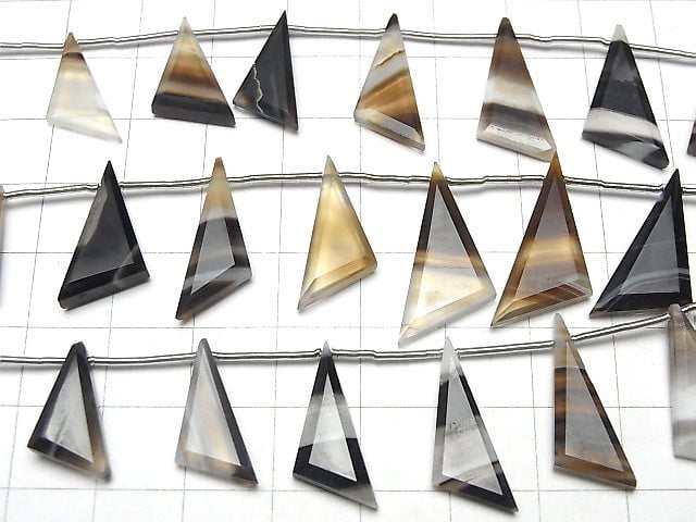 Black Stripe Agate Flat Triangle 1strand beads (10pcs )