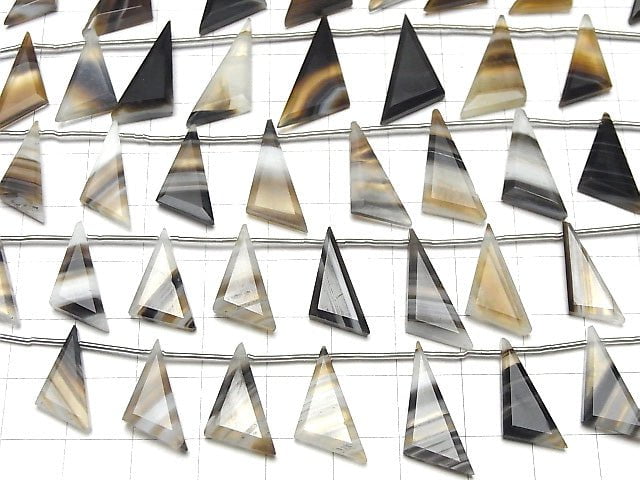 Black Stripe Agate Flat Triangle 1strand beads (10pcs )