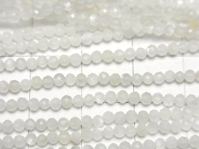 Hohe Qualität! 2Stk 7,79 $! Weißer Mondstein AAA Facettierte Runde 2mm 1strang Perlen (ca. 15 Zoll / 37 cm)