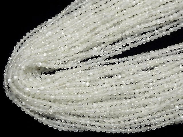 High Quality! White Moonstone AAA Faceted Round 3mm 1strand beads (aprx.15inch/36cm)