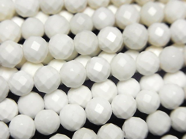 High Quality! White Onyx AAA- 64Faceted Round 6mm half or 1strand beads (aprx.15inch/37cm)