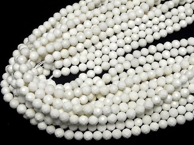 Hochwertig! Weißer Onyx AAA- 64 Facettiert Rund 6mm halb oder 1 Strang Perlen (ca. 15 Zoll/37 cm)