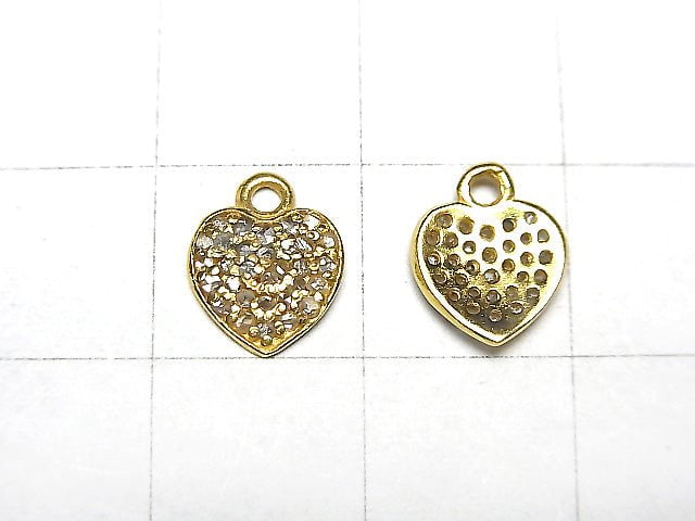 Diamond Heart Charm 7.5x7.5x1.5mm 18KGP 1pc