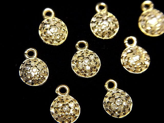 Diamond Coin Charm 6x6x2mm 18KGP 1pc