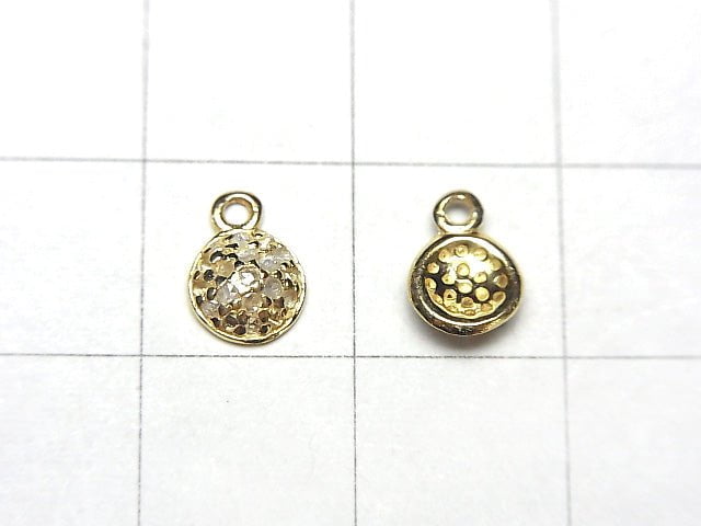 Diamond Coin Charm 6x6x2mm 18KGP 1pc
