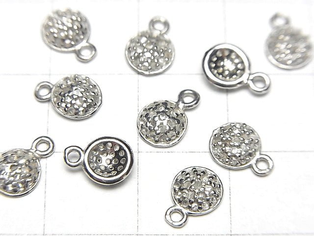 Diamond Coin Charm 6x6x2mm Silver925 1pc
