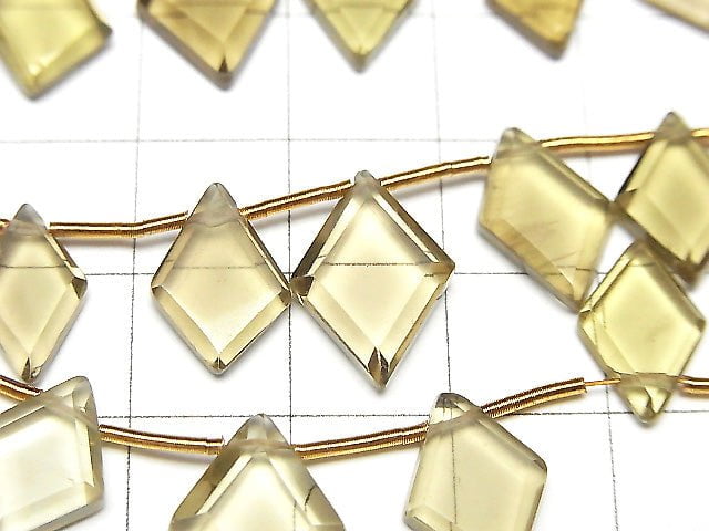高品質啤酒黃水晶 AAA 鑽石形狀 1 串珠子 (約 6 英寸/16 公分)