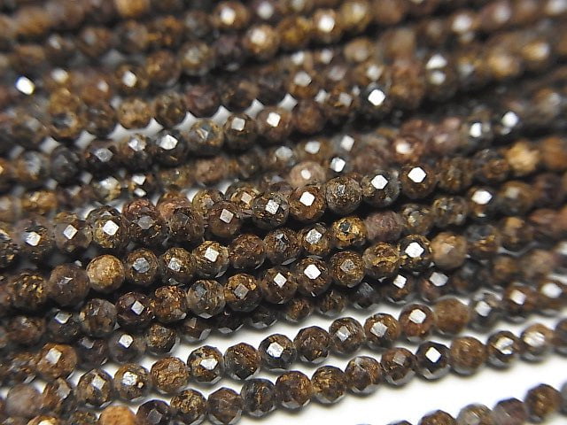High Quality! Bronzite Faceted Round 2mm 1strand beads (aprx.15inch/37cm)