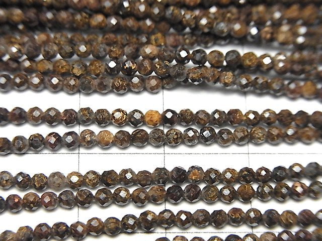 High Quality! Bronzite Faceted Round 2mm 1strand beads (aprx.15inch/37cm)
