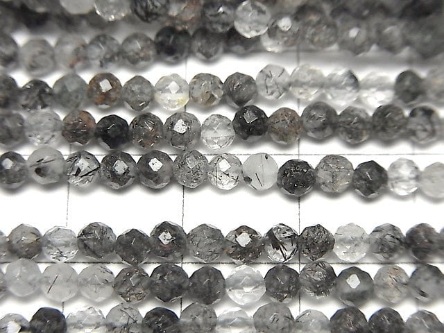 Hochwertig! Turmalinquarz AA++ facettierte runde 3mm 1strang Perlen (ca. 15 Zoll / 37 cm)
