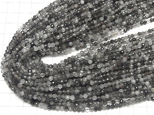 Hochwertig! Turmalinquarz AA++ facettierte runde 3mm 1strang Perlen (ca. 15 Zoll / 37 cm)