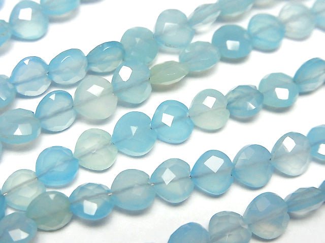 Blue Chalcedony AAA Vertical Hole Heart cut 6x6mm 1strand beads (aprx.6inch / 16cm)