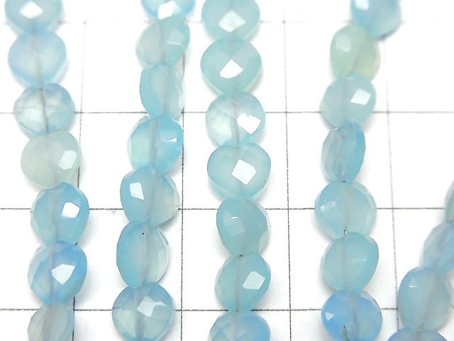 Blue Chalcedony AAA Vertical Hole Heart cut 6x6mm 1strand beads (aprx.6inch / 16cm)