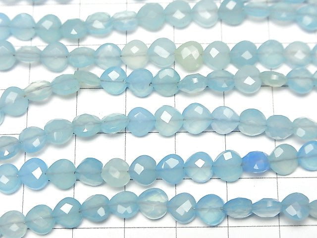 Blauer Chalcedon AAA Vertikales Loch Herzschnitt 6x6mm 1Strang Perlen (ca. 6 Zoll / 16 cm)