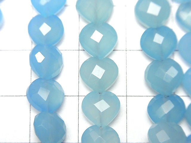 Blue Chalcedony AAA Vertical Hole Heart cut 8x8mm half or 1strand beads (aprx.6inch / 16cm)