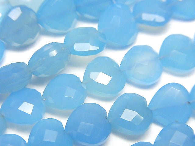 Blue Chalcedony AAA Vertical Hole Heart cut 10x10mm half or 1strand beads (aprx.6inch / 16cm)