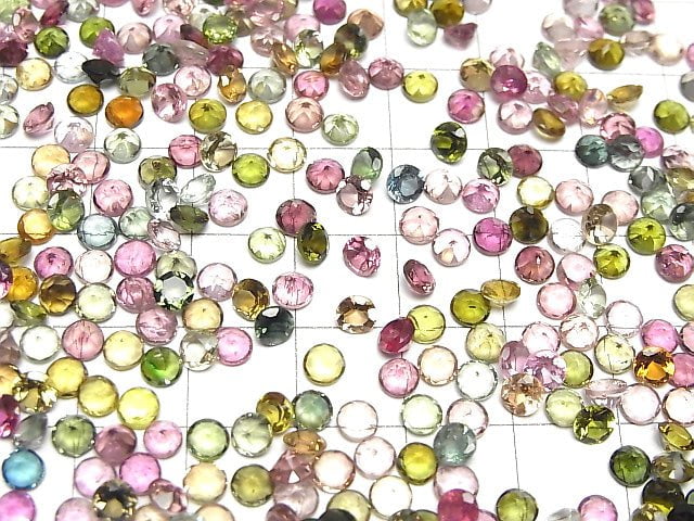 Hochwertiger mehrfarbiger Turmalin AAA Lose Stein Rund Facettiert 4x4mm 10 Stk