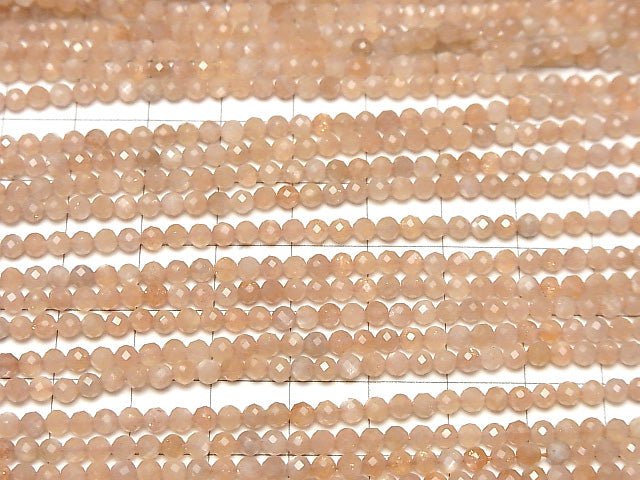 Hochwertig! 1Strang $5.79! Orange Mondstein AA++ Facettierte Rund 3mm 1Strang Perlen (ca. 15 Zoll / 38 cm)