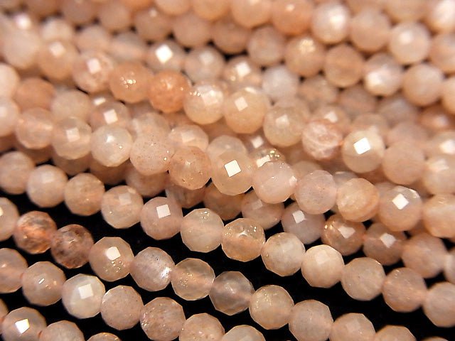 Hochwertig! 1Strang $5.79! Orange Mondstein AA++ Facettierte Rund 3mm 1Strang Perlen (ca. 15 Zoll / 38 cm)