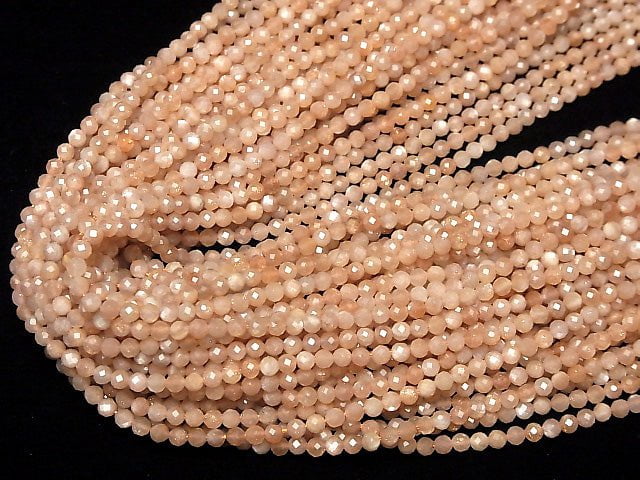 Hochwertig! 1Strang $5.79! Orange Mondstein AA++ Facettierte Rund 3mm 1Strang Perlen (ca. 15 Zoll / 38 cm)