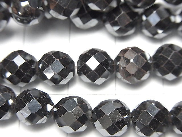 Hematite AAA 64Faceted Round 8mm 1strand beads (aprx.15inch/38cm)