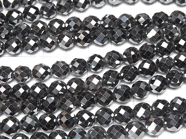 Hematite AAA 64Faceted Round 8mm 1strand beads (aprx.15inch/38cm)