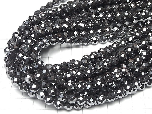 Hematite AAA 64Faceted Round 8mm 1strand beads (aprx.15inch/38cm)
