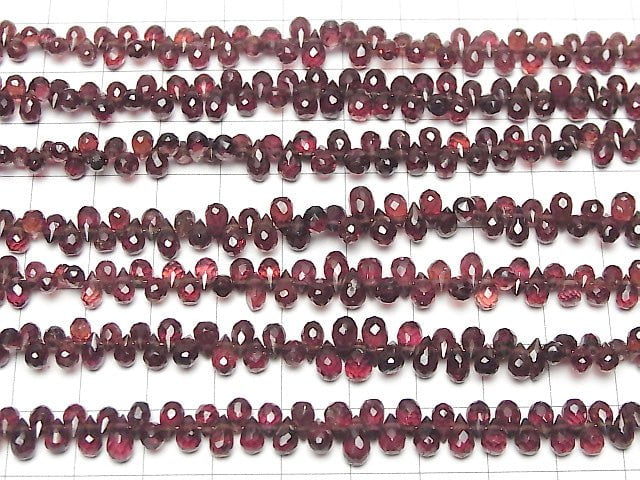 Hochwertiger Mosambik Granat AAA- Tropfen facettierte Briolette halb oder 1 Strang Perlen (ca. 7 Zoll/18 cm)