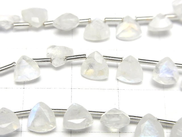Hochwertiger Regenbogen-Mondstein AA++ Dreieck Facettiert 6x6mm 1Strang Perlen (18Stück)