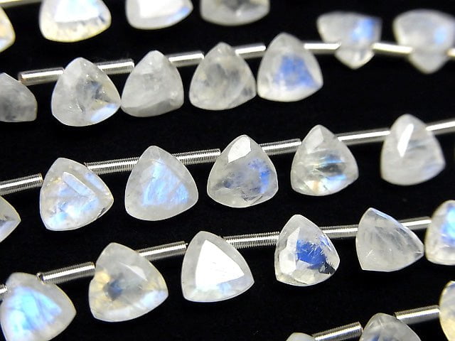 Hochwertiger Regenbogen-Mondstein AA++ Dreieck Facettiert 6x6mm 1Strang Perlen (18Stück)