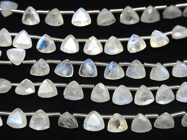 Hochwertiger Regenbogen-Mondstein AA++ Dreieck Facettiert 6x6mm 1Strang Perlen (18Stück)