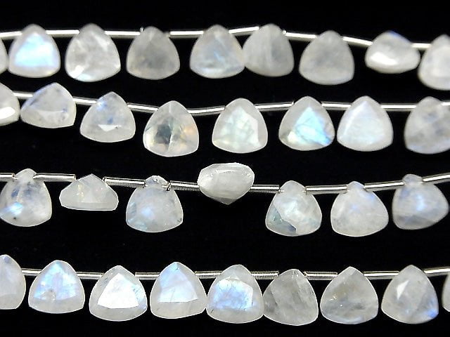 Hochwertiger Regenbogen-Mondstein AA++ Dreieck facettiert 8x8mm halbe oder 1 Strang Perlen (18 Stück)