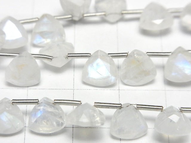 Hochwertiger Regenbogen-Mondstein AA++ Dreieck facettiert 8x8mm halbe oder 1 Strang Perlen (18 Stück)
