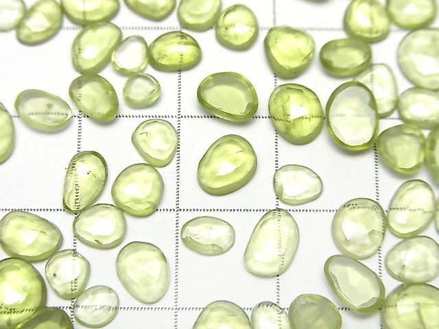 Hochwertiger Peridot AAA- Lose Steine Freiform Einseitig Rose Cut 5Stück