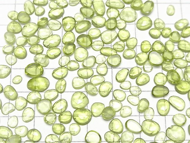 Hochwertiger Peridot AAA- Lose Steine Freiform Einseitig Rose Cut 5Stück