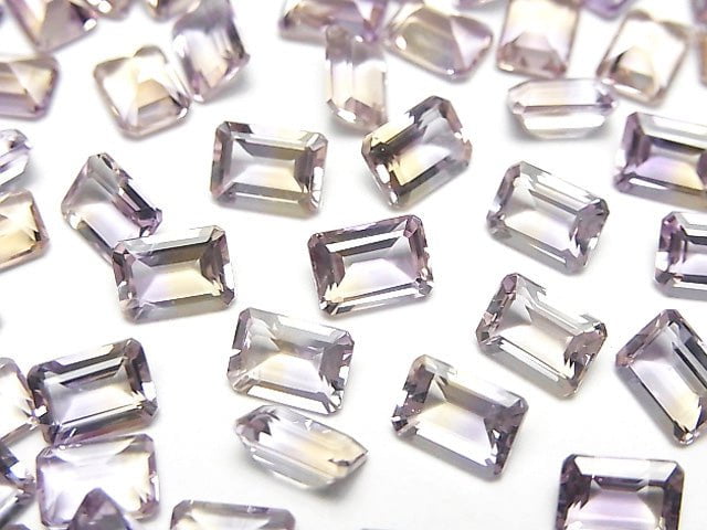 Hochwertiger Ametrin AAA Lose Stein Rechteckig Facettiert 7x5mm 3 Stück