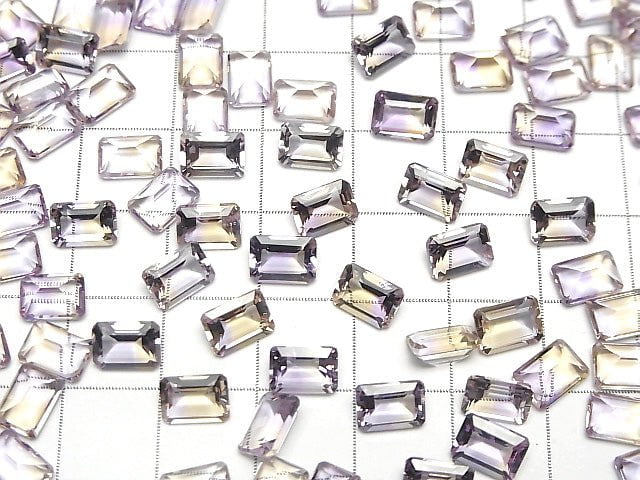 Hochwertiger Ametrin AAA Lose Stein Rechteckig Facettiert 7x5mm 3 Stück