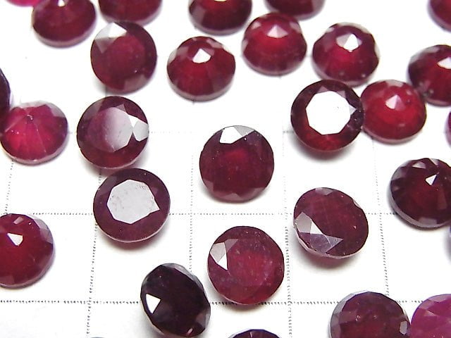 Rubin AA++ Unbohrbar Rund Facettiert 8x8mm 2 Stück