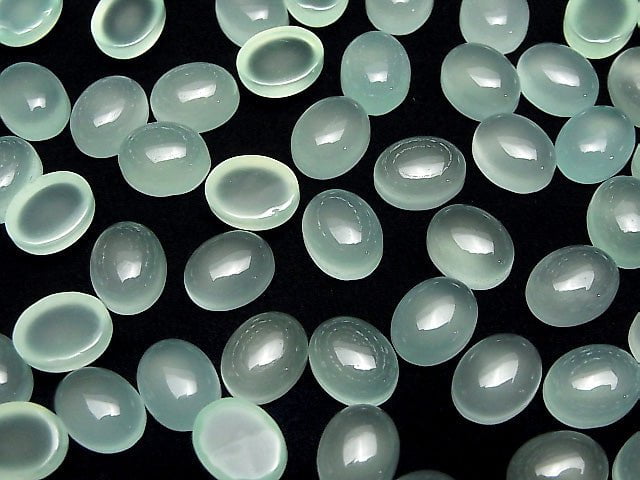 Minzgrüner Chalcedon AAA Oval Cabochon 10x8mm 5Stück