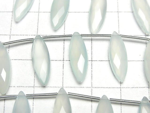 海藍玉髓 AAA 刻面馬眼形 20x6mm 1串 (12顆)