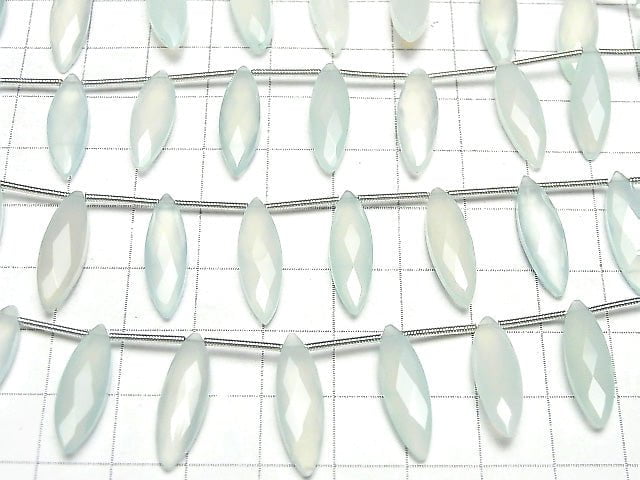 See Blau Chalcedon AAA facettierte Marquise 20x6mm 1 Strang Perlen (12 Stück)