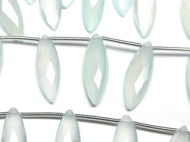 海藍玉髓 AAA 刻面馬眼形 20x6mm 1串 (12顆)