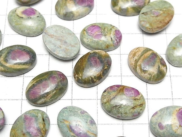 Rubin in Fuchsit Ovaler Cabochon 18x13mm 2 Stück