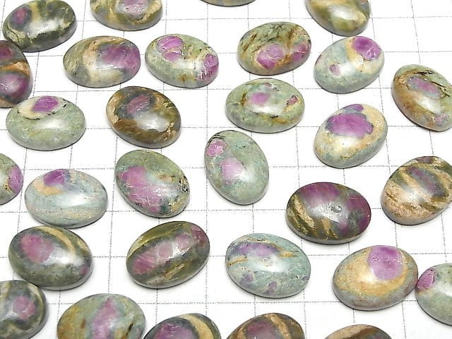 Rubin in Fuchsit Ovaler Cabochon 18x13mm 2 Stück